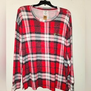 Victoria Secret PINK Red Plaid Sleepwear Top-size large